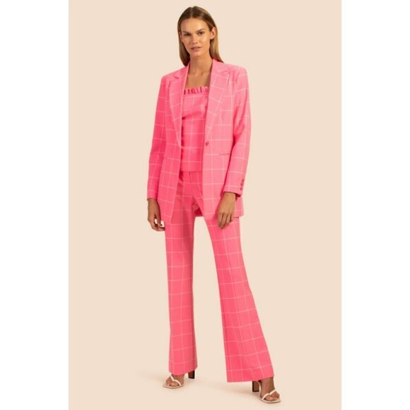 💕TRINA TURK💕 Carillo Pant ~ Windowpane Tropical Suiting Candy Pink 14 NWT - Picture 5 of 16